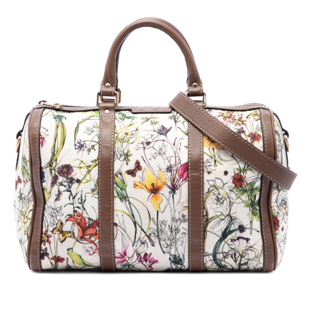 Pre-Loved Gucci Medium Canvas Flora Joy Boston Bag